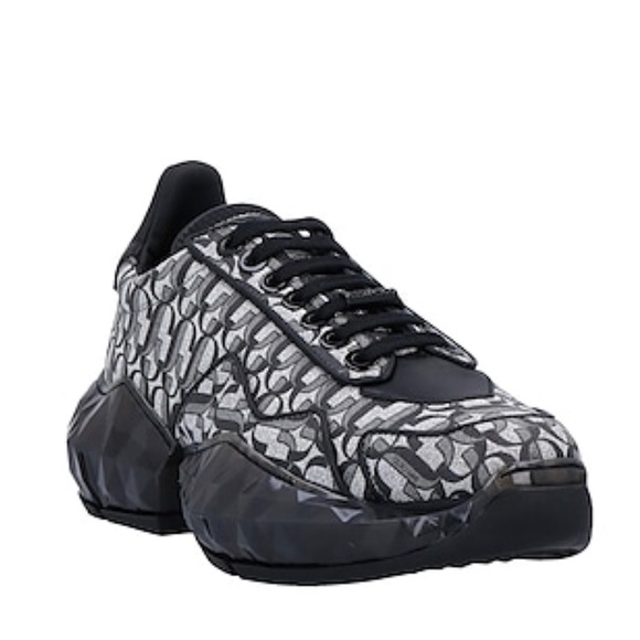 Jimmy Choo Women's Leather 'Diamond' Monogram Sneakers Silver Black - Picture 1 of 16